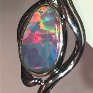 Australian Lightning Ridge Black Opal Doublet Necklace